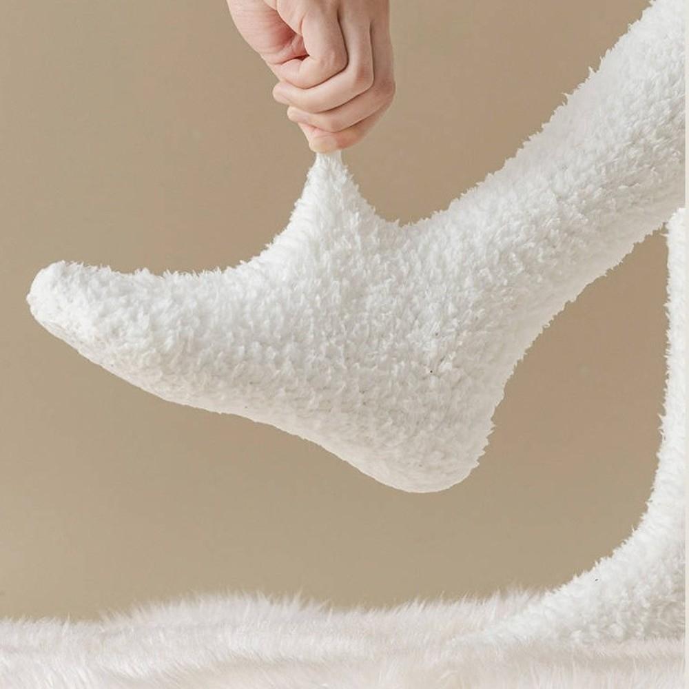Coral Fleece Knee High Socks Thickened Coral Fleece Socks New Fuzzy Long Socks Home Lounging