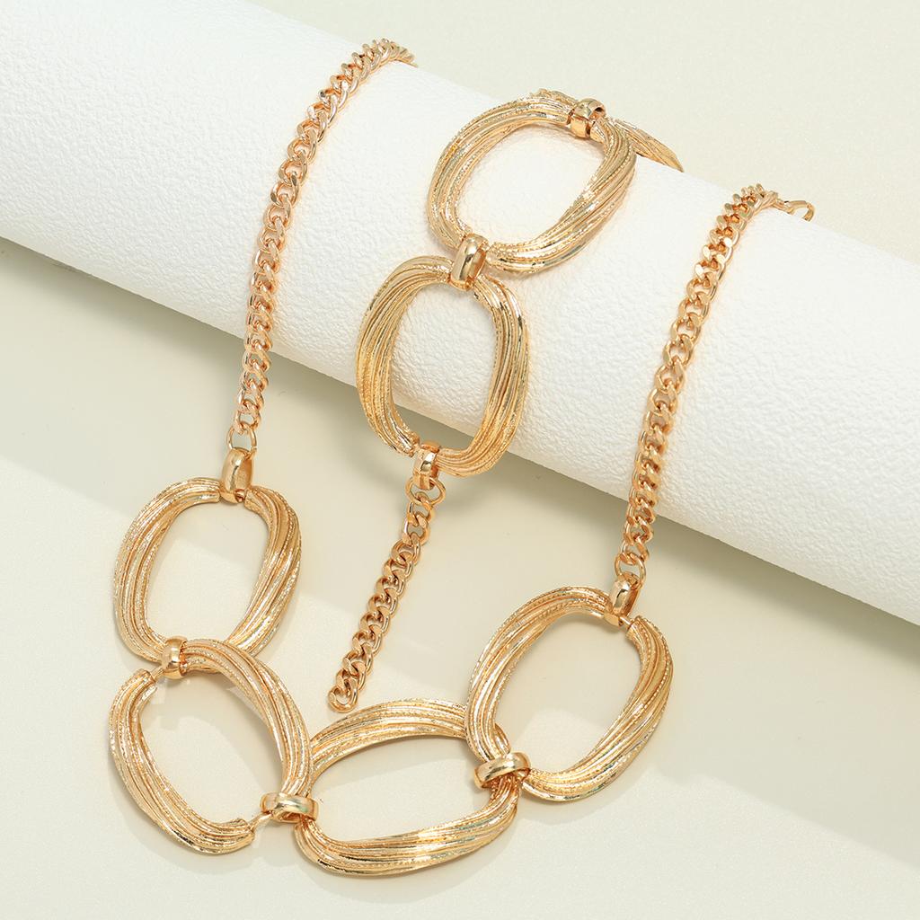Personalized Metal Geometric Collar Creative Simple Metal Necklace Bracelet Jewelry Set