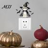 Kids Room Wall Accents Halloween Wizard Cat & Bat Switch Sticker, Self-Adhesive Light Decal, Removable PVC Art Decor for Bedroom Living Entryway