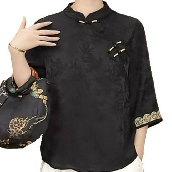 2026 Summer Chinese-Style Elegant Shirt for Middle-Aged & Elderly Women