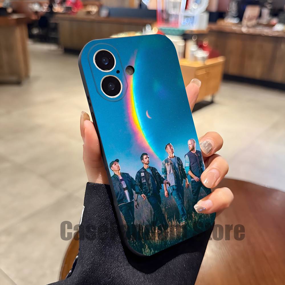 Band C-Coldplay Wear-resistant Phone Case For iPhone 17,16,15,14,13,12,11,Pro,Max,Plus Black Soft Cover
