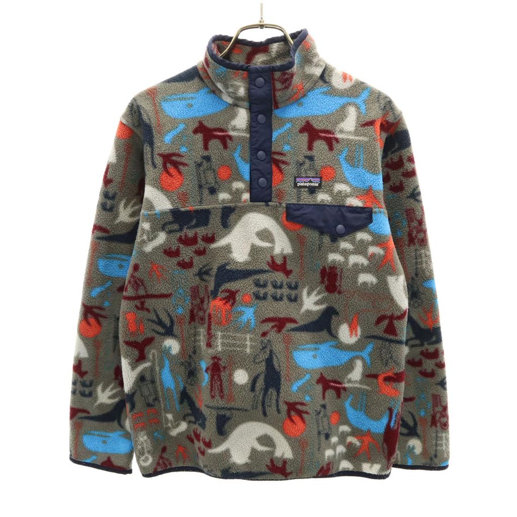 Patagonia Half Button Pullover Fleece Jacket XL14 Gray Outdoors Kid's Used