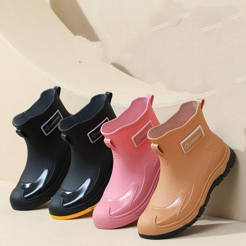 Couple Fashion Trend Outdoor Waterproof Anti Slip Wear Resistant Short Tube Rain Shoes