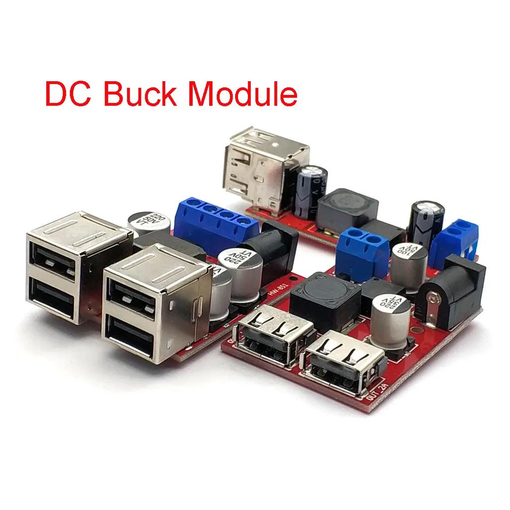 DC-DC Vehicle Charging Board 8V-35V To 5V 8A 3A Power Supply Depressurization Module 2 4 Port USB Output Mobile Charger