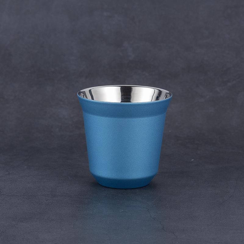 Doppelschichtige Kaffeetasse aus 304 Edelstahl, isolierte Teetasse, Biertasse, lackierte Espressotasse, tragbare Kapselkaffeetasse für den Außenbereich