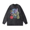 Harajuku Street Retro Trendy Brand Washing Water Old Long-Sleeved T-Shirt Men And Women Oversize Hip-Hop Couple Top
