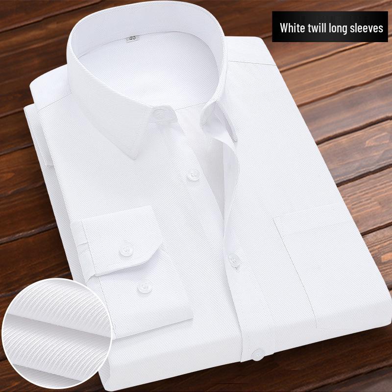 Men's Long Sleeve White Shirt - Professional Business Attire for Spring, Summer, and Autumn