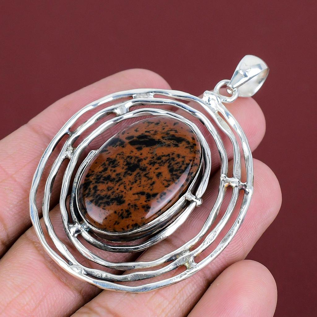 Mahogany Obsidian Pendant 925 Sterling Silver Pendant Original Gemstone Pendant Designer Jewelry Anniversary Gifts Handmade Stylish Pendant
