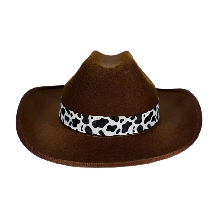 Trendy Cow Embellished Cowboy Hats For Youth Soft Multiple Color Size Photo Props