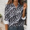 Women's Button Down Prints Shirt Long Sleeve Shirt Business Work Tops Casual With Pockets Jacket