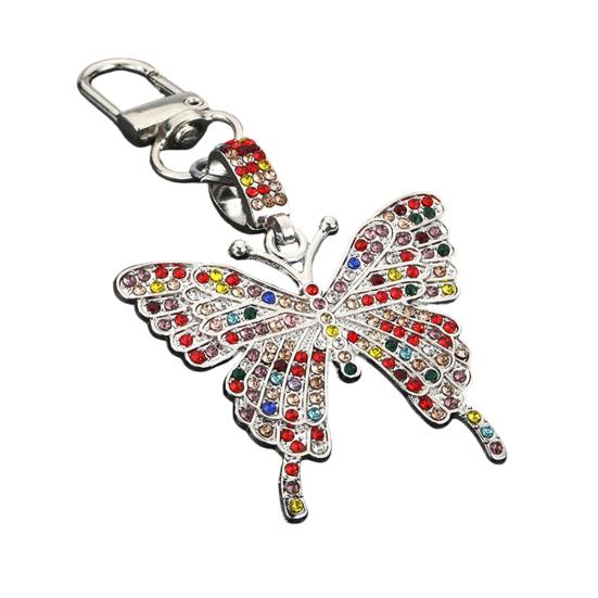 Keychain Pendant Sparkling Rhinestones Butterfly Shape Zinc Alloy Keychain Pendant with Lobster Clasp Backpack Accessory A разноцветный