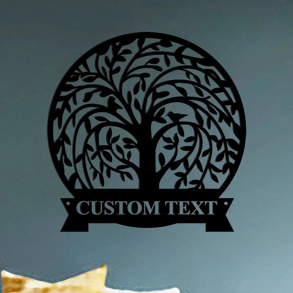 Metal Wall Art Custom Last Name Sign, Personalized Family Tree Decor