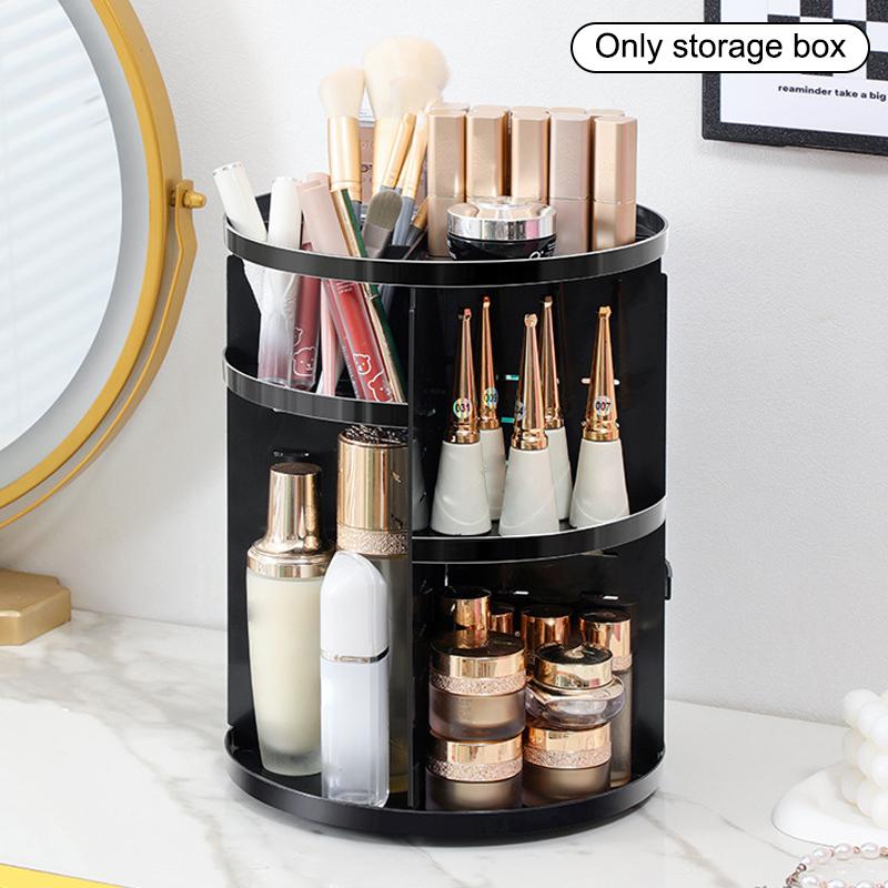 360stupňová otočná úložná krabice na make-up s velkou kapacitou, průhledný stolní organizér, domácí toaletní stolek, parfém, péče o pleť, police