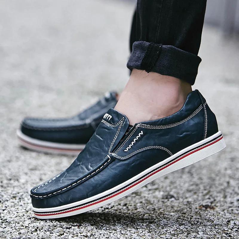 British Style Men Business Leather Shoes Fashion Men Loafers Slip-on Male Casual Shoes Flat Men's Driving Shoes Chaussure Hommes