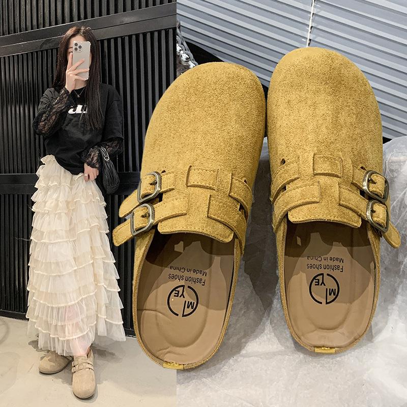 French Half-tray Single Shoes Soft-soled Sandals Outer Wear 2025 New Spring and Summer Flat-bottomed Mary Jane Bag Head Half-slippers Women