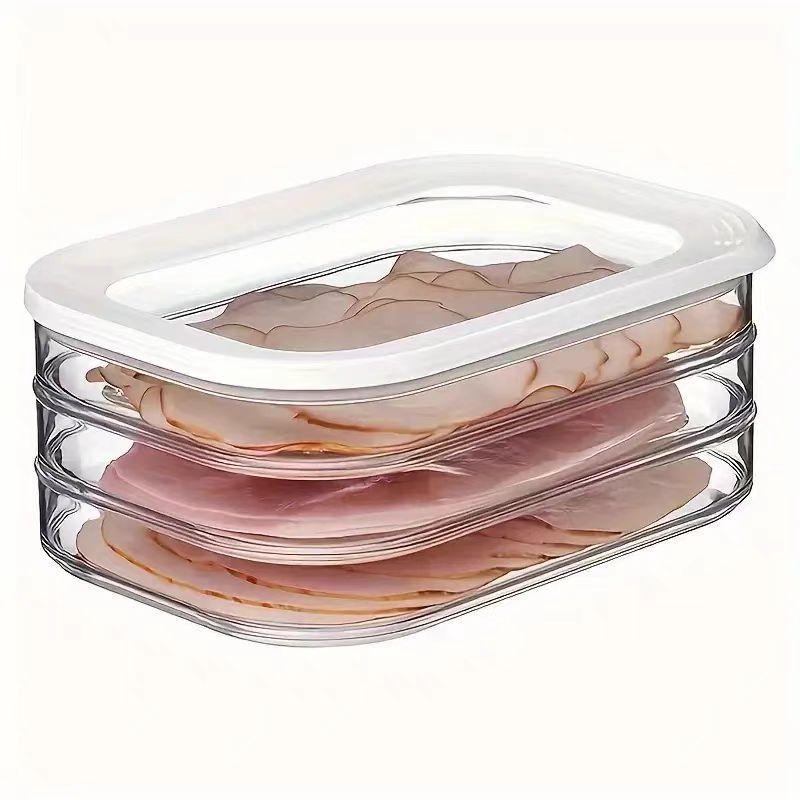 Meat Container For Fridge Bacon Lunch Meat Container For Refrigerator Meal Prep Containers Stackable Food Storage Boxes With Lid