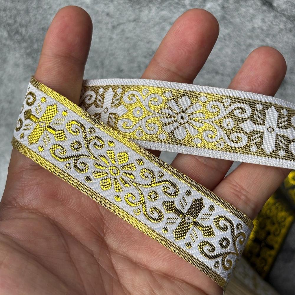 7 METER 25MM~40MM Gold Silver Vintage Ethnic Embroidery Lace Ribbon Boho Trim DIY Clothes Bag Accessories Embroidered Fabric
