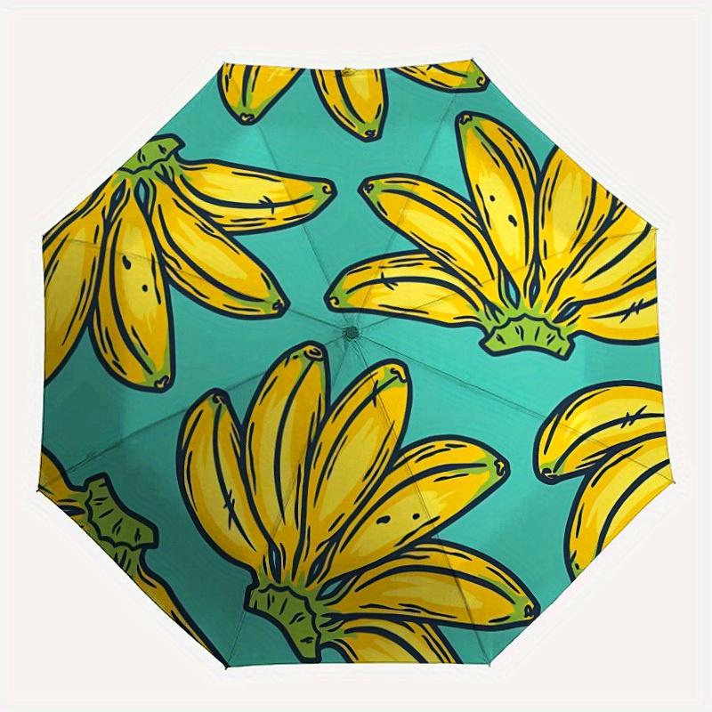 

1pc Banana Pattern Automatic Open, Sturdy Iron Frame, Compact Folding Design, All-Season Portable Umbrella for Women & Men, Outdoor Umbrella