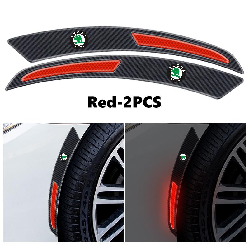cycr3 For Skoda Carbon Fiber Car Wheel Eyebrow Fender Sticker Reflective Strips Warning Protector Strip Octavia Superb RAPID FABIA