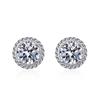 Boucles d'oreilles puces Moissanite Couleur D 2CT Argent Sterling 925 Plaqué Or 14K Puces d'oreilles Diamant Rond pour Femmes Hommes Cadeau Bijoux GRA