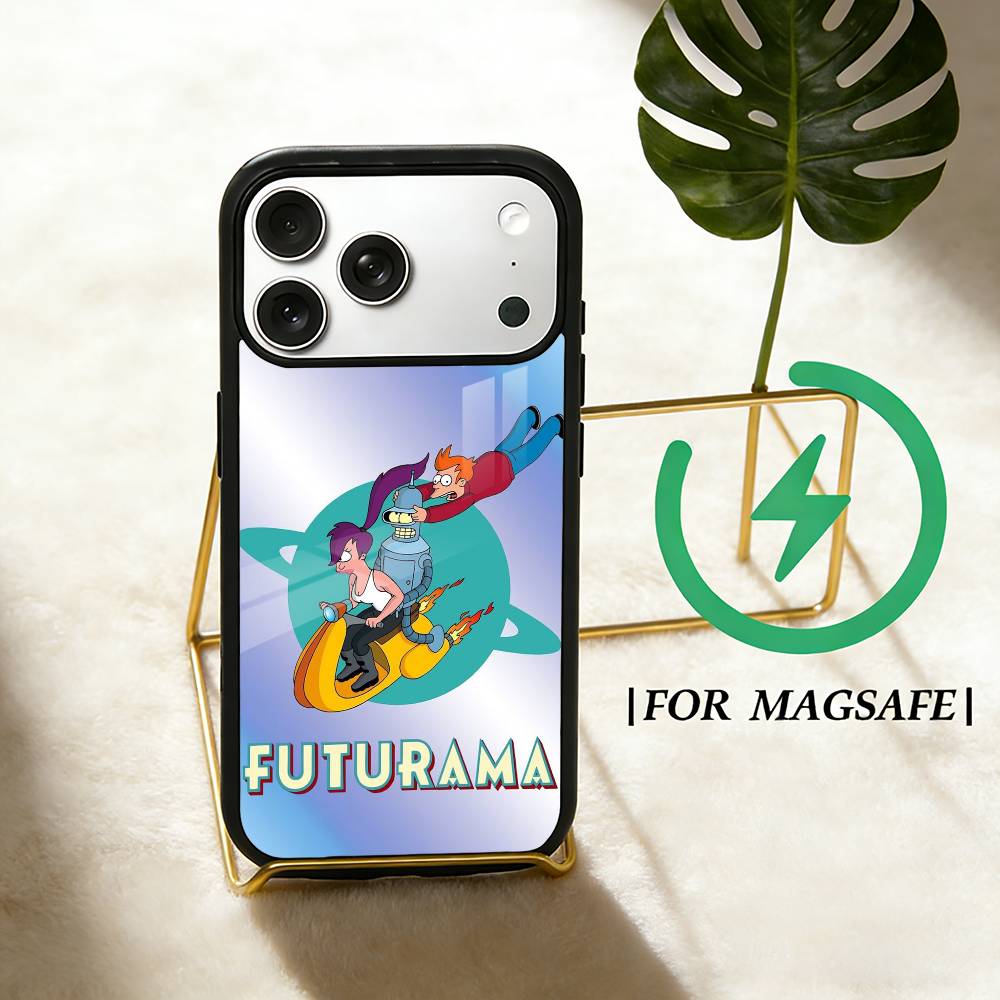 Cartoon F-Futurama wallpaper Phone Case For iPhone 17 16 15 14 13 12  Pro Max Plus for Magsafe Mirror Wireless Magnetic Cover