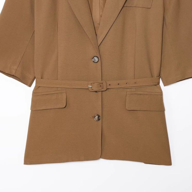 Araltay New Arrival Fashion Style Women's Clothing Fashion with Belt Short Sleeve Suit Outwear Wide Suit Shorts