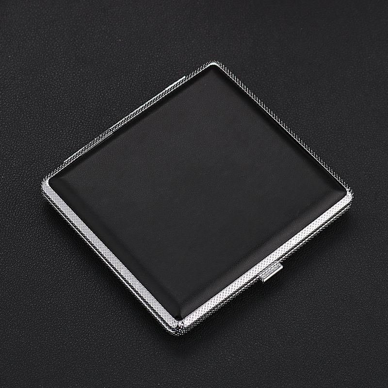 20 Sticks Cigarette Holder Fashion Double Layer Pipe Creative Personality Cigaret Case Metal Cigarette Box Gifts Black Color