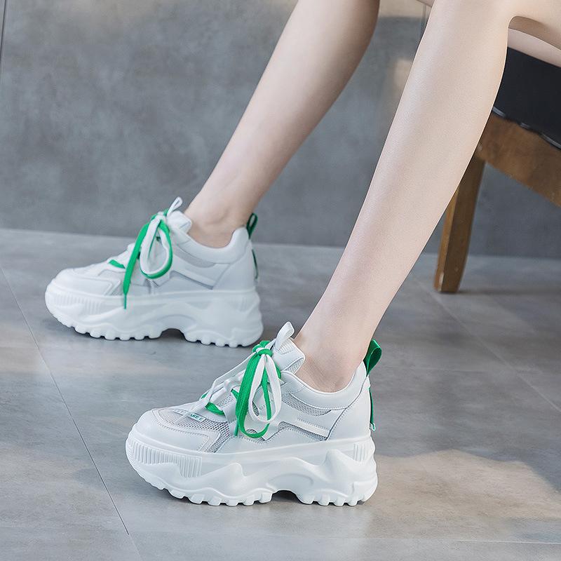 Mesh Breathable Dad Shoes Women's 2025 Spring and Summer Ins Tide 8cm Height Increase Small Muffin Casual Sports Shoes