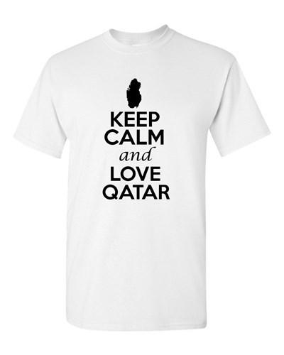 Keep Calm And Love Qatar Country Nation Patriotic Novelty Adult T-Shirt Tee Unisex T-Shirt XXL