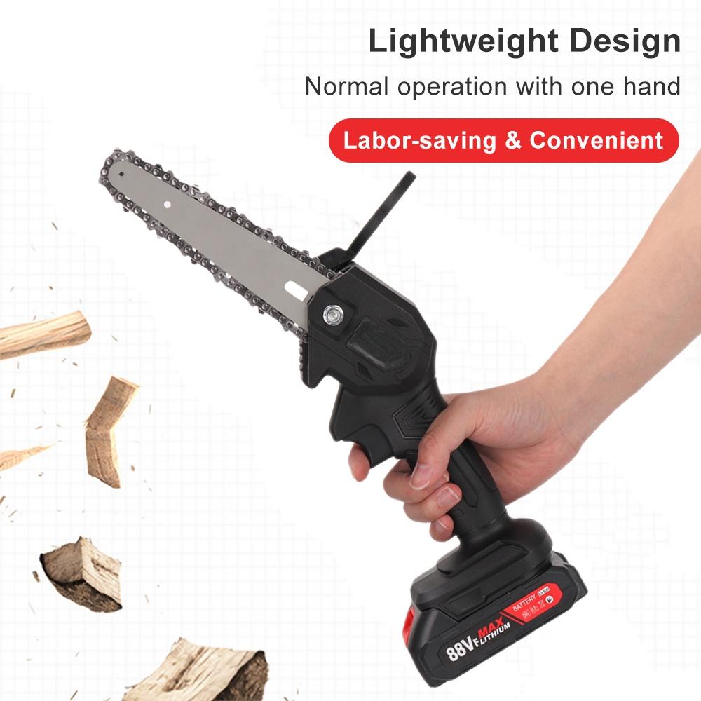 1200W 6 Inch Mini Electric Pruning Saw Rechargeable Electric Chain Saw With 2pcs Battery Woodworking Garden Logging Cutter