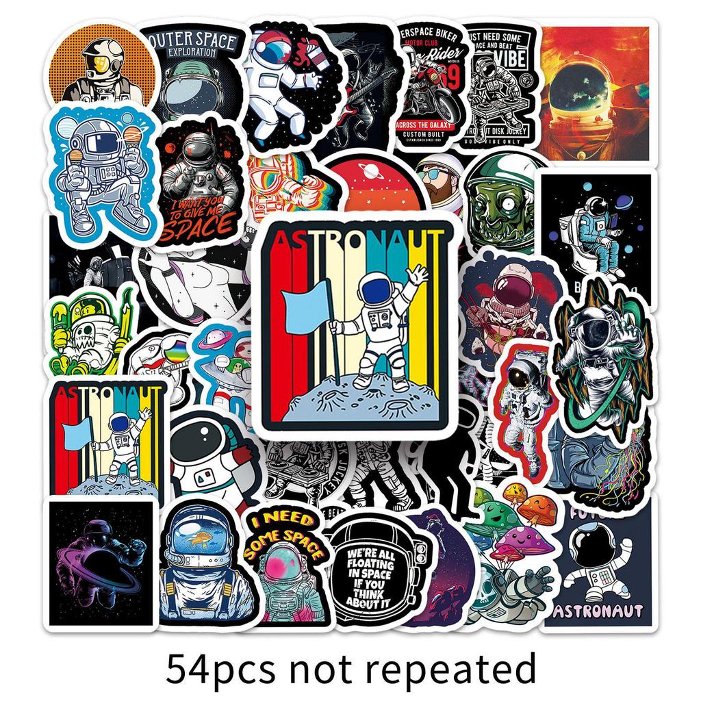54 Waterproof Cartoon Astronaut Stickers for Laptops, Diaries, Cars, and More