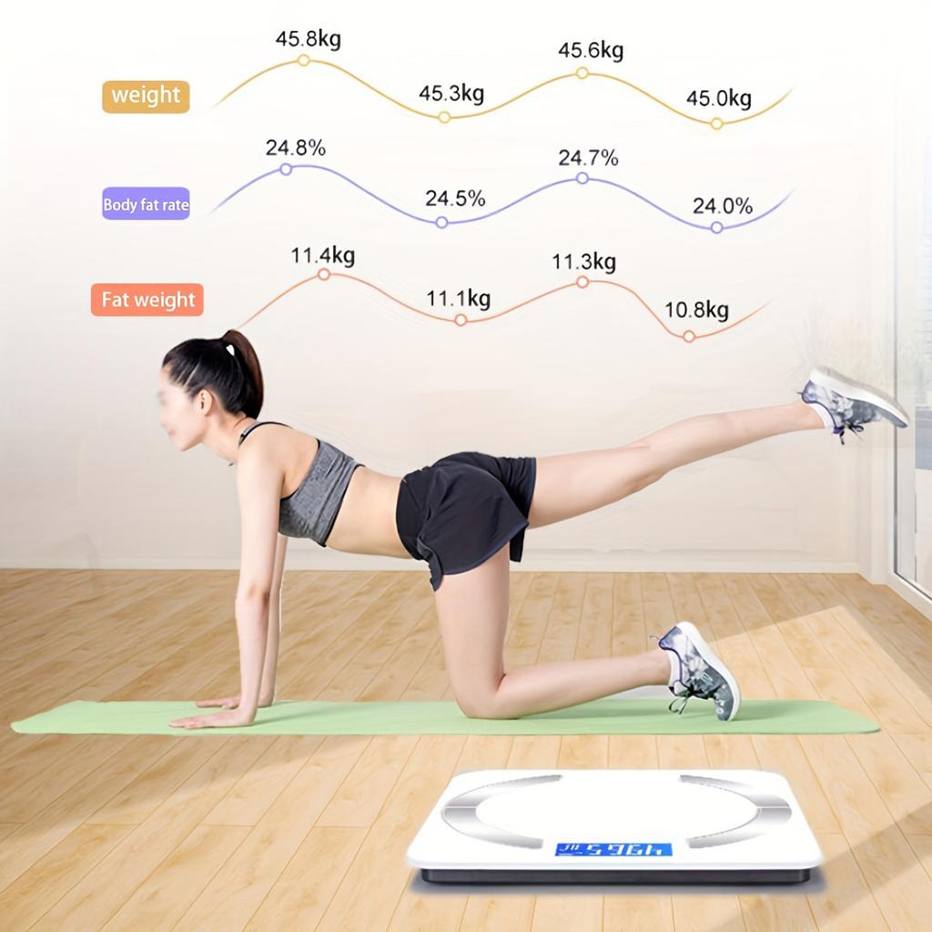 1pc Intelligent Digital LED Weighing Scale, Weighing Scale for Fat Measurement, Wireless AAP for Smart Phones.