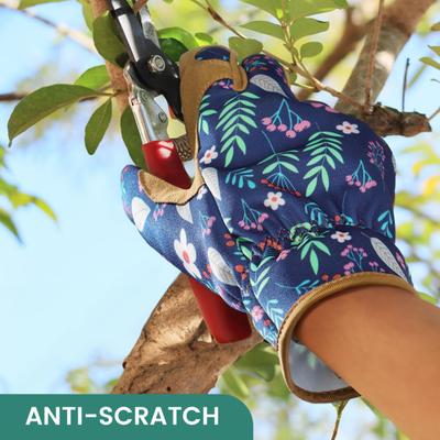 1 Pair Women Gardening Gloves Wear-resistant Thick Five Fingers Anti-slip Sweat-Absorbent Scratch Resistant No Stab Weeding Gloves Digging Planting