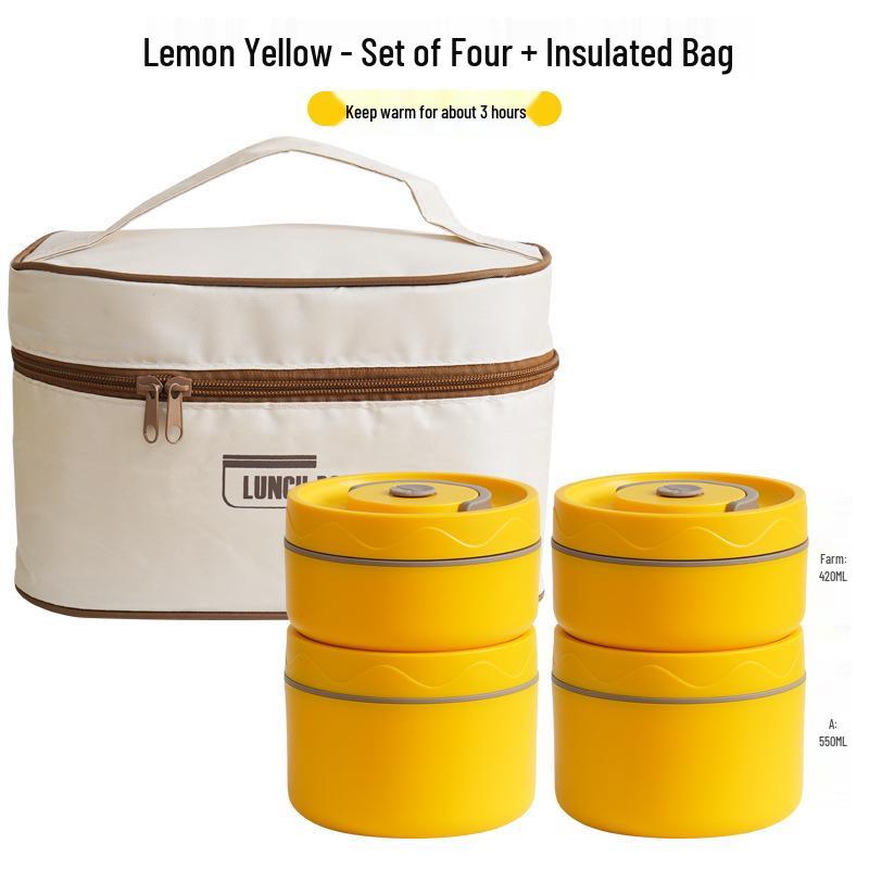 Large Capacity Multi-layer Insulated Stainless Steel Bento Lunch Box with Compartments for Office Workers