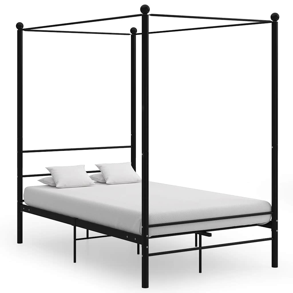 vidaXL Himmelbett Schwarz Metall 140x200 cm schwarz