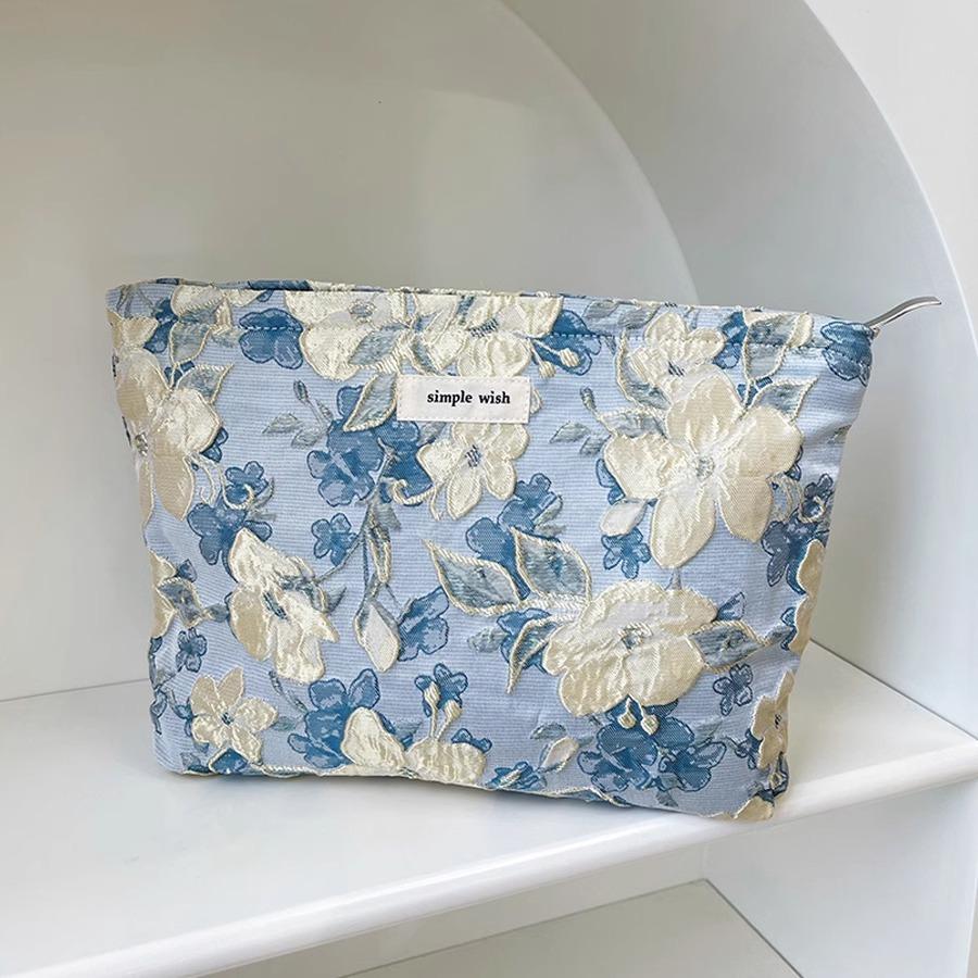 Women's Makeup Bag Fashion Floral Print Zipper Cosmetic Bag Travel Toiletry Pouch Makeup Portable Large Capacity Storage Bag