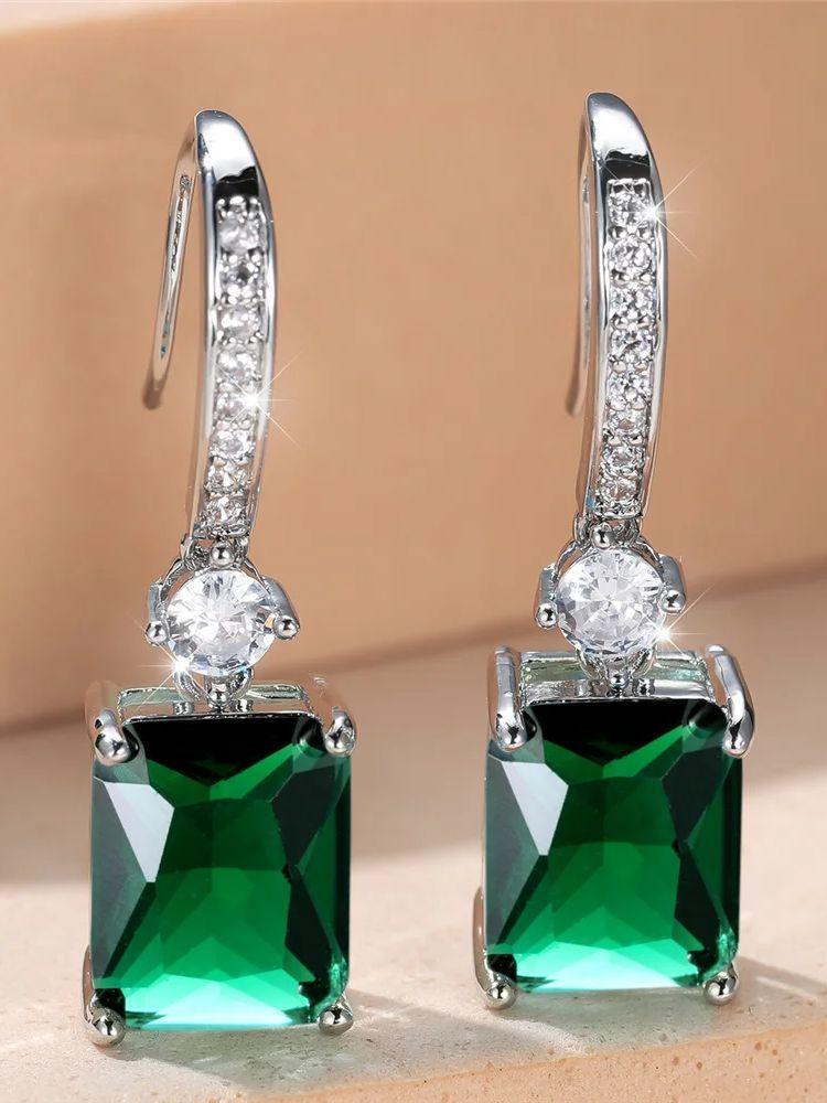 Charm Damen Wasserblau Kristallstein Tropfen Ohrringe Silberfarbe Niedlich Trendig Braut Hochzeitsschmuck Für Frauen