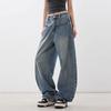 Damen Retro Blaue High-Waist Weitbeinige Jeans - Entspannte, Lockere Passform für Herbst/Winter 2026
