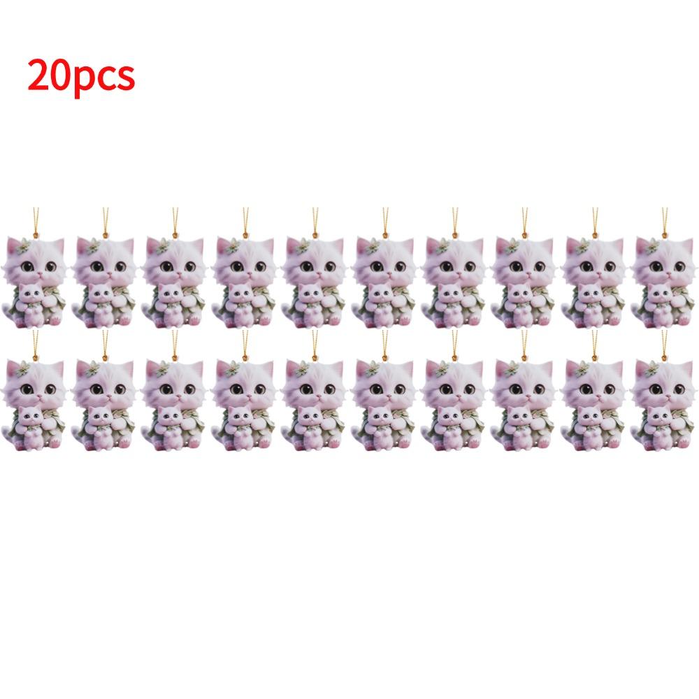 2D Acrylic Car Pendant Car Ornament Accessories Cute Cats Realistic Animal Rearview Mirror Hanging Pendant