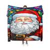 Tuniu Santa Claus Mosaic Print Blanket Sofa Bed Throw for Living Room Bedroom Decorative Warm Fleece Blanket