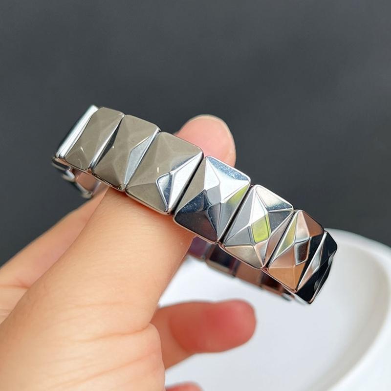 Terahertz Bracelet Bangle Rectangle Bead Hand Row Sparkle-Adjustable Wristband Natural Terahertz Stone Jewelry-Decor