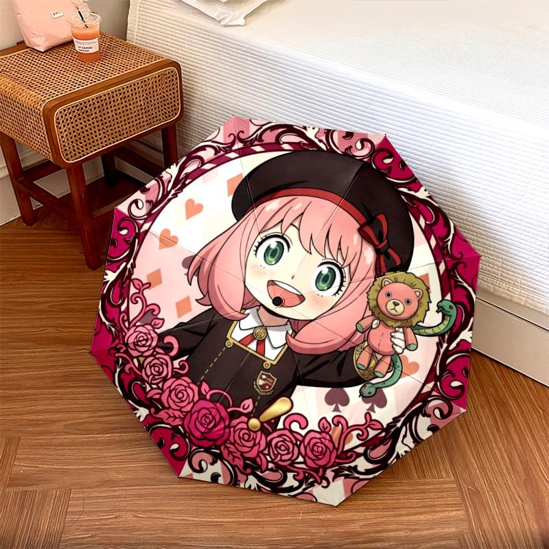 

1PC Automatic Folding Umbrella Anya Forger Pattern 8 Ribs Portable Foldable Travel Umbrella Christmas Birthday Gift разноцветный