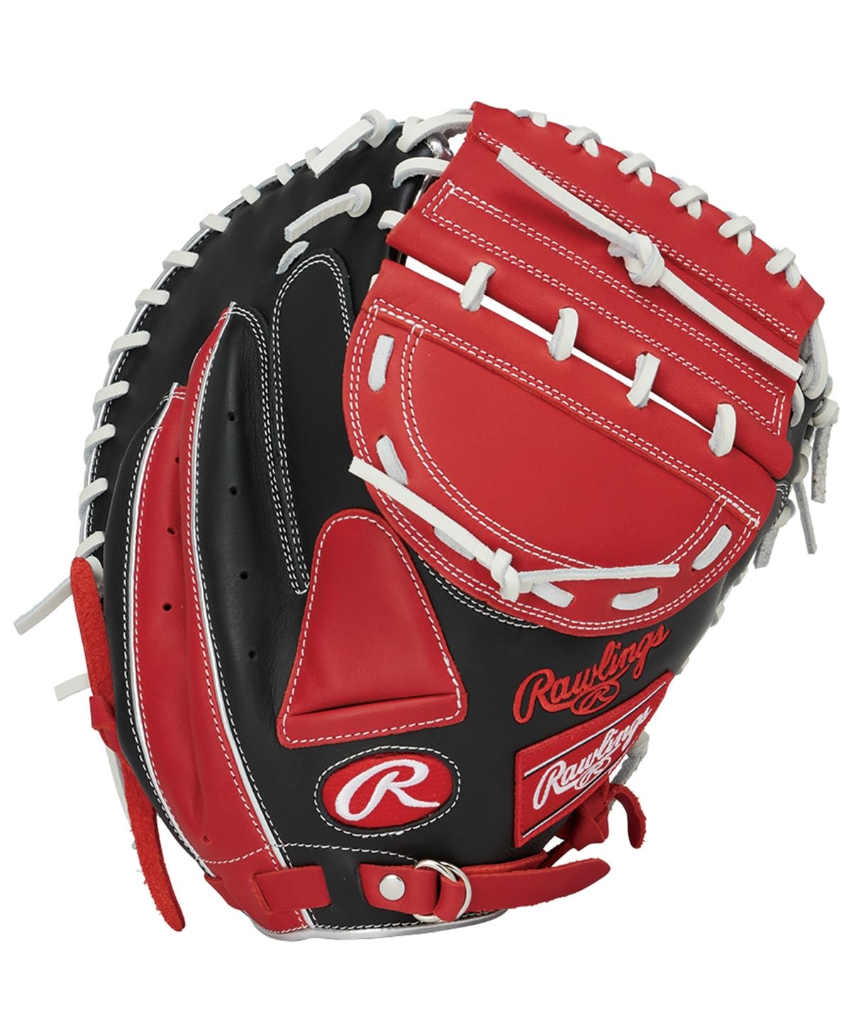 Rawlings HYPER TECH Colors Softball Catcher s Mitt GS5FHTC23F 34-inch Black Scarlet Right Hand Throw Men