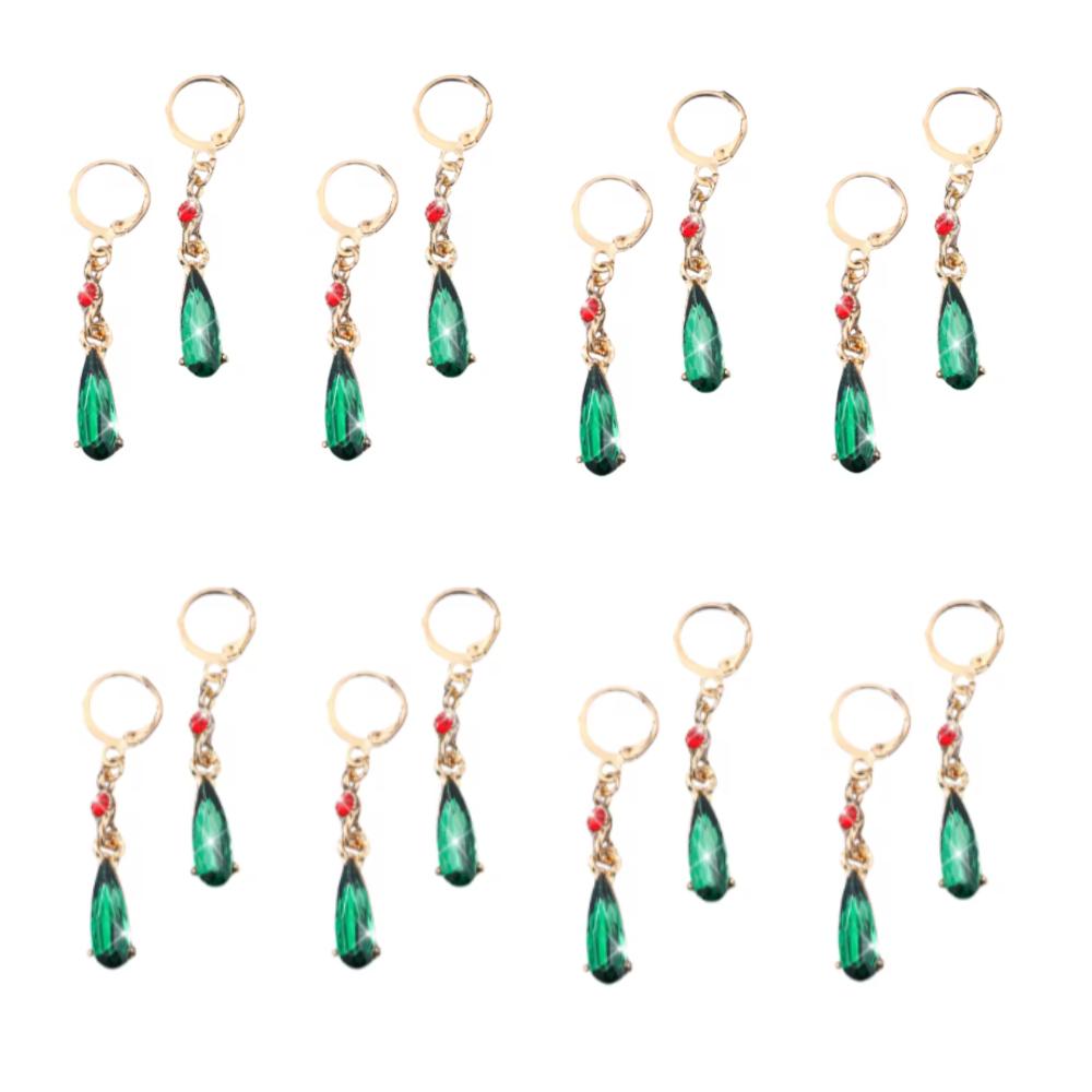 8pz Orecchini Castello Errante Orecchini a Clip Forma a Goccia Cristallo Verde Gioielli da Donna Accessori Temperamento Regalo Vendita all'Ingrosso