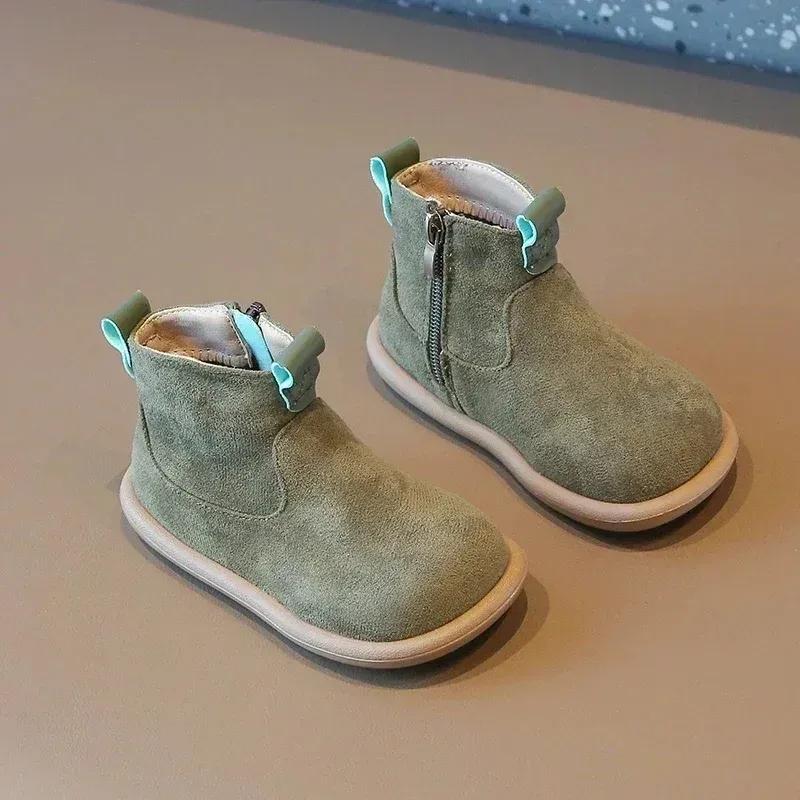 Kids Winter Boots 2025 New Fleece Lined Unisex Retro British Style Slip Resistant Warm Snow Boots