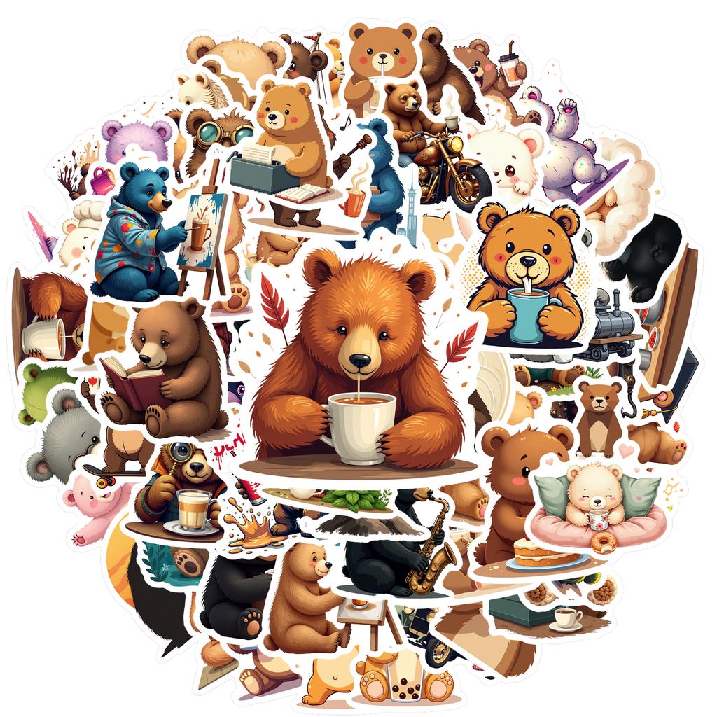 35-150pcs Different Bear Cartoon Stickers Waterproof Graffiti Diy Decorated Laptop Suitcase Guitar Classic Pvc Decals Reward