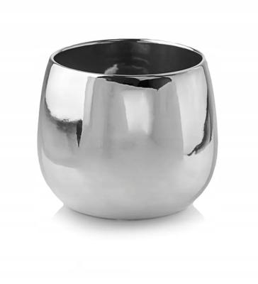 Keramik-Blumentopfübertopf, silber, rund, 15 cm