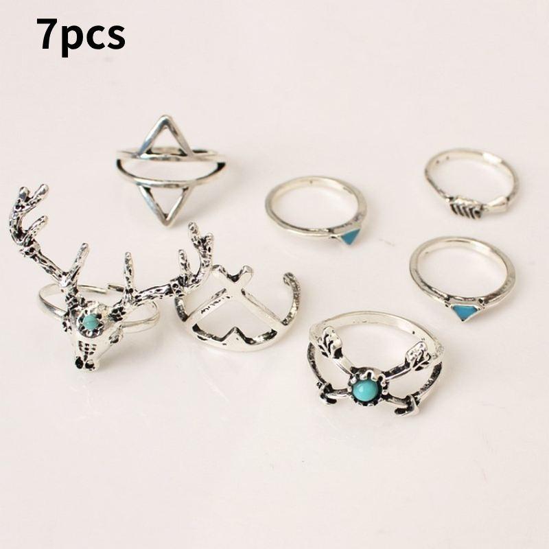 

Кольцо 7 шт. Винтажный Рождественский Олень Модный Дизайн Простой Повседневный И Универсальный
