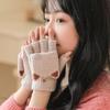Winter Women Knitted Gloves Thick Woolen Female Mittens Cute Flip Fingerless Exposed Finger Girl Gloves For Cycling Hand Warmer