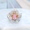 Open Adjustable Pink Diamond Flower Ring for Women with AAA Zirconia - Simple, Elegant Niche Design.
